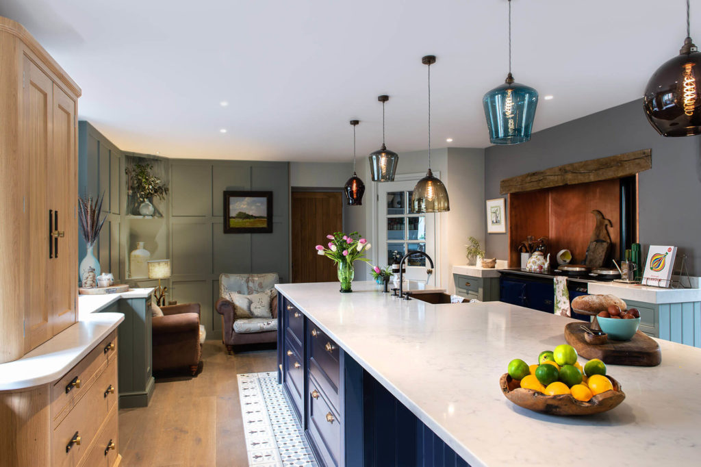 The centrepiece of this bespoke modern shaker kitchen is an enormous 3.6-metre-long island 